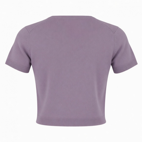 New T-shirts Short Sleeve Crop Tops Slim Fit Knitted Tee Shirts Casual T-shirts