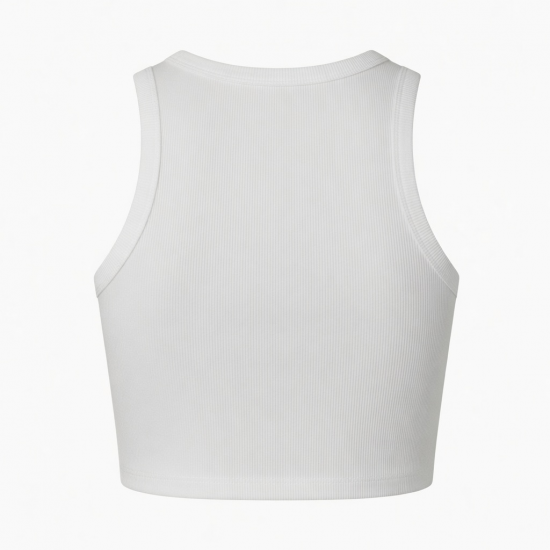 Vest Summer White Cotton Ribbed Crop Tshirts Crop Tank Tops Sleeveless