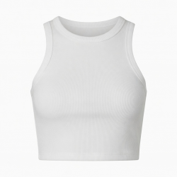 Vest Summer White Cotton Ribbed Crop Tshirts Crop Tank Tops Sleeveless