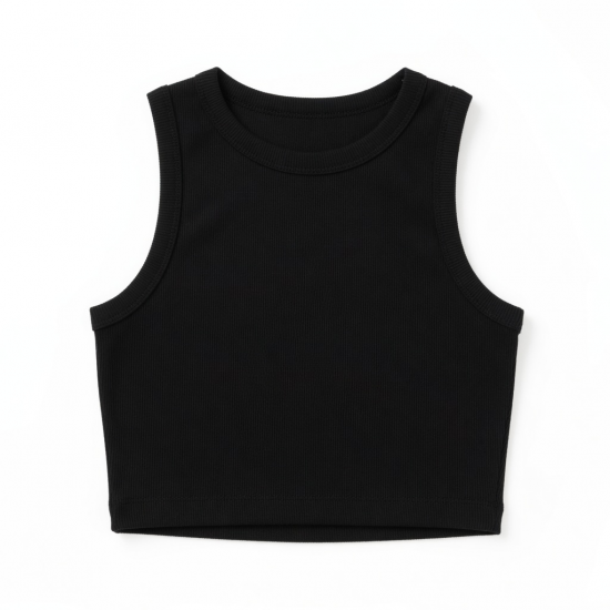 Cropped Solid T-shirt Tank Top Seamless Streetwear Stretch Rib Knit Sleeveless Casual Tank Top Reorder rate