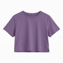 Solid Color Crop Top Casual Short Fashion Sports Wear Short-sleeved T-shirt