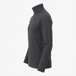 Slim-Fit Daily Wear Pullover Tops Thermal Solid Color High Collar Long Sleeve Sweater Pure Cotton T-shirt