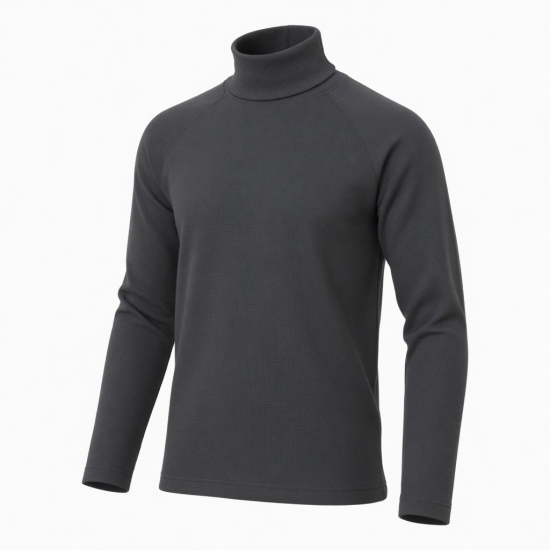 Slim-Fit Daily Wear Pullover Tops Thermal Solid Color High Collar Long Sleeve Sweater Pure Cotton T-shirt