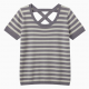 Fashion Comfortable Skin Friendly Knitted Lady Stripe T-shirt Wide Shoulder Strap Cross Shaped Top Lower
