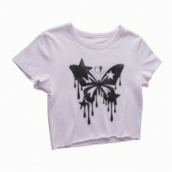 Y2k Summer Crop Top Plain Cotton Graphic t Shirts Woman Baby Tees