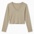 Bamboo Long Sleeve Shirts Fall Fashion Crop Tops V-Neck Appliques Eco-Friendly Breathable Slim Fitted Y2K$20