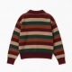 Autumn Retro Polo V-Neck Striped Color-blocking Long-Sleeved Short-Length Pullover Top Knitted for Woman