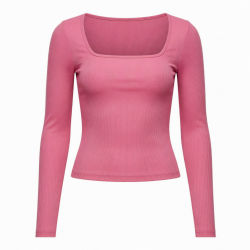 Y2K Hot Girl Sexy Long Sleeve T Shirt Square Neck Slim Short Threaded Pit Strips T-Shirt