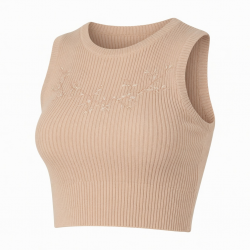 Clothing Summer Sleeveless Knitted Ribbed Crop Top Embroidery Fashion Tank Top