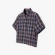 Plaid Shirt Button Down Vintage Polo Neck Tee Shirts Short Sleeve Crop Blouses Preppy Style Clothes for