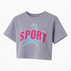 Y2K T-Shirt Sport Crop Top Cotton T-Shirt Printing and Embroidered Womans Clothing