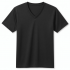 Deep V-Neck T-Shirt Polyester Quick Dry Summer Tops with Breathable Feature Solid Black Pattern180-day