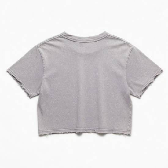 Crop Top T-Shirt Acid Wash Vintage Cut Cotton Tshirts Sexy Girl for Tee Cropped T-shirt Streetwear Lower